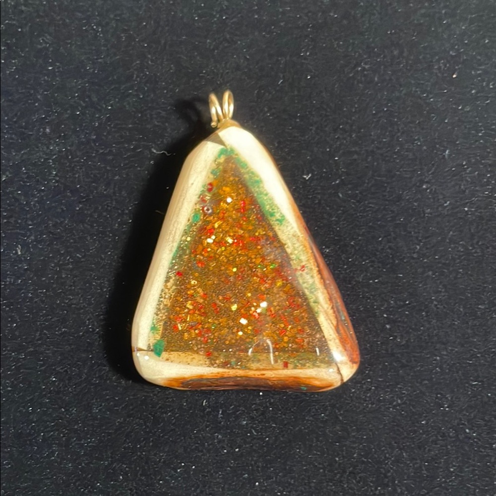 Gold and Orange Triangle Stone Pendant